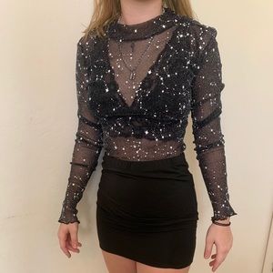 starry glittery bodysuit